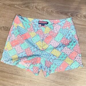 Vineyard Vines Women's High Waist Patchwork Shorts - Pink, Blue, Yellow